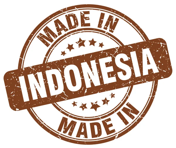 Maakte in Indonesië bruin grunge ronde stempel — Stockvector