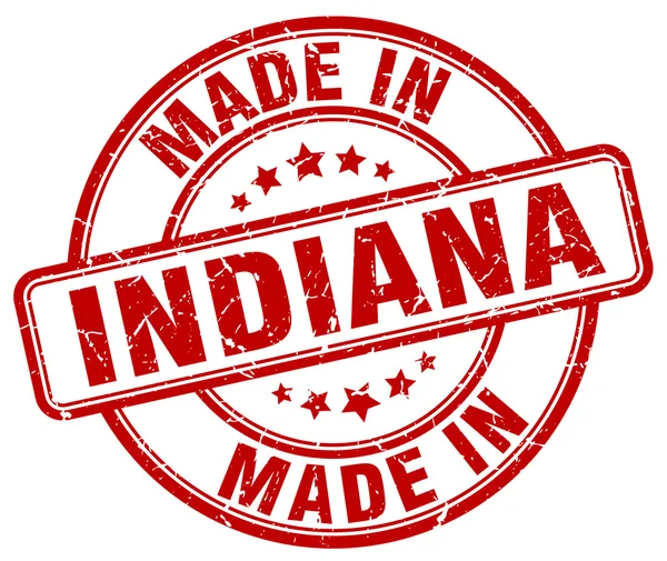 Fabriqué en Indiana timbre rond grunge rouge — Image vectorielle