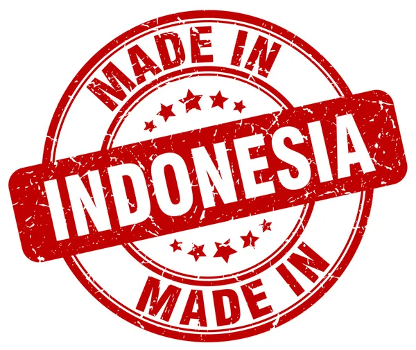 Maakte in Indonesië rode grunge ronde stempel — Stockvector