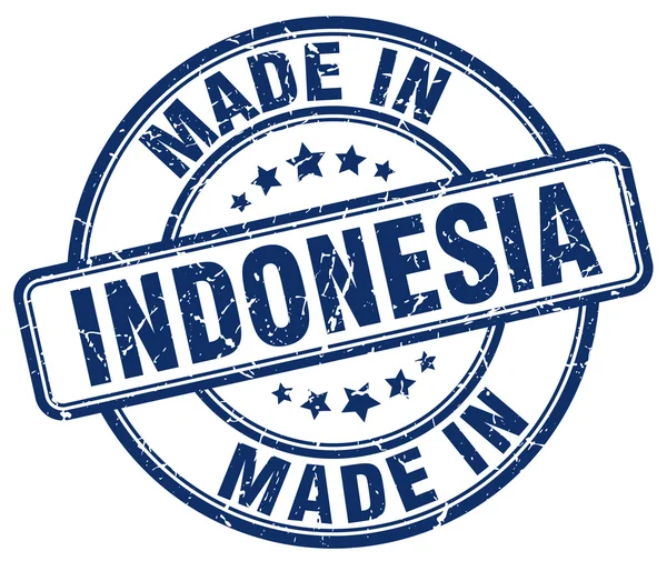 Maakte in Indonesië blauwe grunge ronde stempel — Stockvector