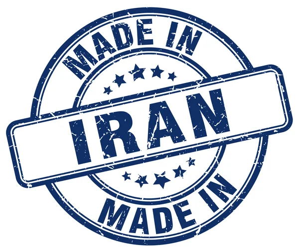 Vyrobené v Íránu modré grunge kulaté razítko — Stockový vektor