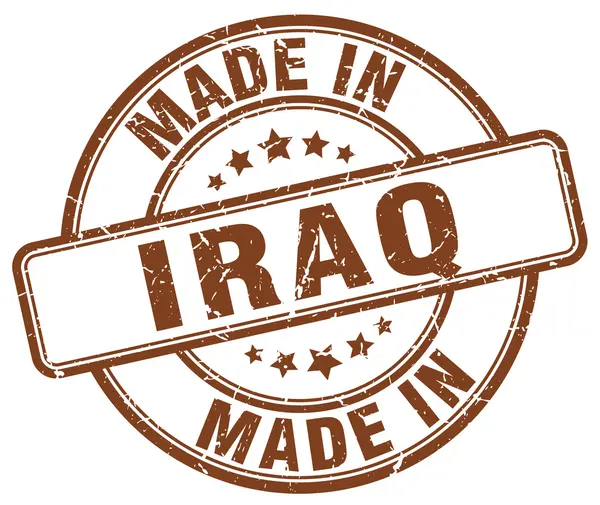Made in Iraq brown grunge round stamp — Stock Vector