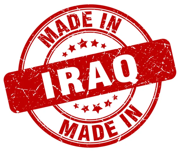 Made in Iraq red grunge round stamp — Stock Vector