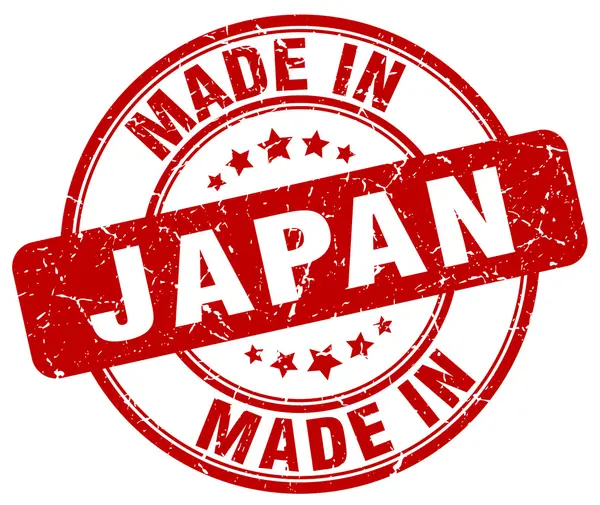 Made in Japan francobollo rotondo grunge rosso — Vettoriale Stock
