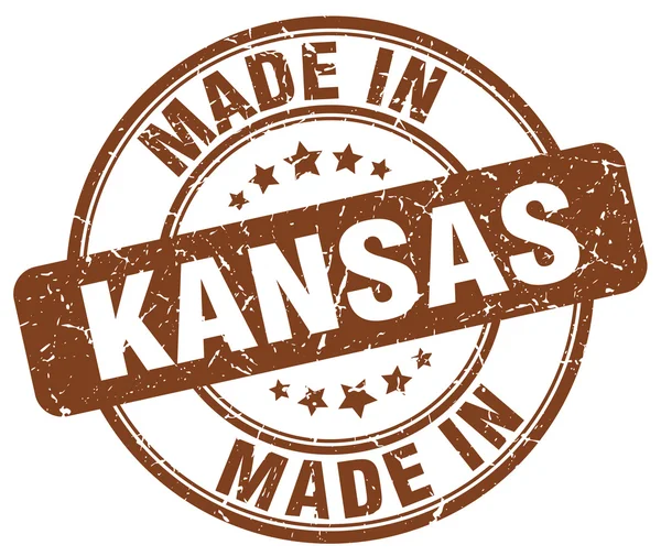 Feito em Kansas marrom grunge carimbo redondo — Vetor de Stock