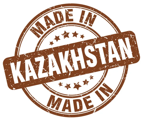 Maakte in Kazachstan bruin grunge ronde stempel — Stockvector