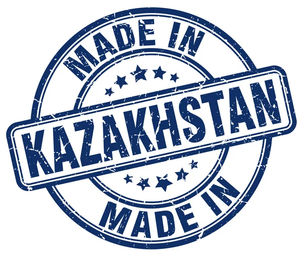 Maakte in Kazachstan blauwe grunge ronde stempel — Stockvector