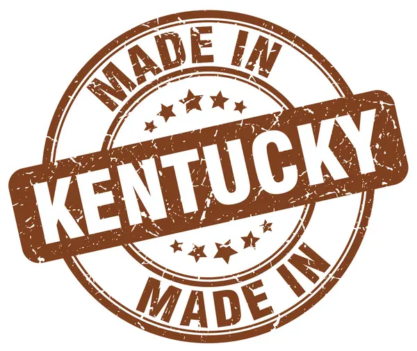 Maakte in Kentucky bruin grunge ronde stempel — Stockvector