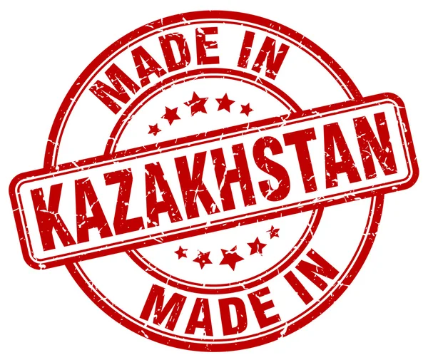 Maakte in Kazachstan rode grunge ronde stempel — Stockvector