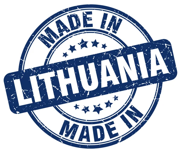 Made in Lithuania blue grunge round stamp — 图库矢量图片