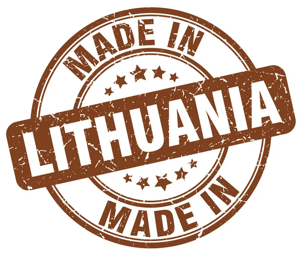 Fabriqué en Lituanie timbre rond marron grunge — Image vectorielle