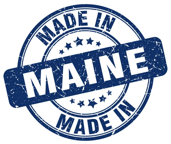 Fabriqué en Tampon rond Grunge bleu Maine — Image vectorielle