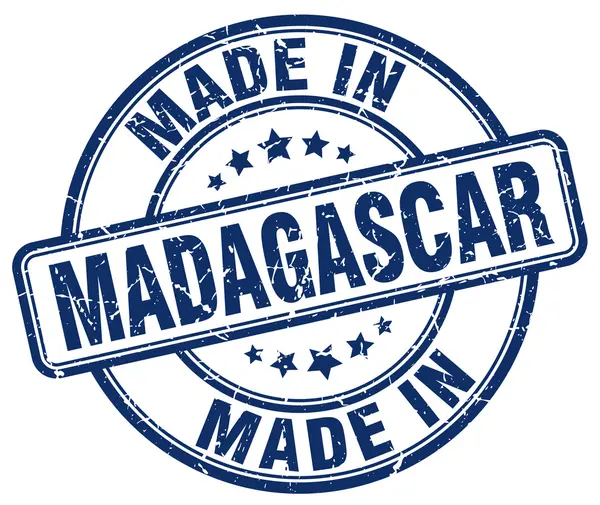 Madagaskar mavi grunge yuvarlak yapılmış damga — Stok Vektör