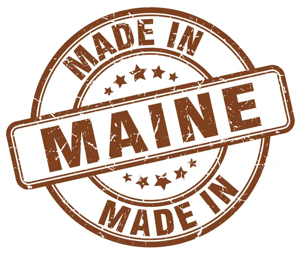 Made in Maine brown grunge round stamp — Stock Vector