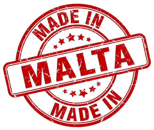 Wykonane w Malta czerwony nieczysty okrągły znaczek — Wektor stockowy