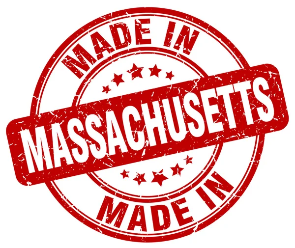 Massachusetts kırmızı grunge yuvarlak yapılmış damga — Stok Vektör