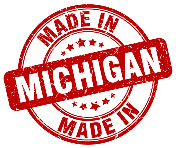 Maakte in Michigan rode grunge ronde stempel — Stockvector