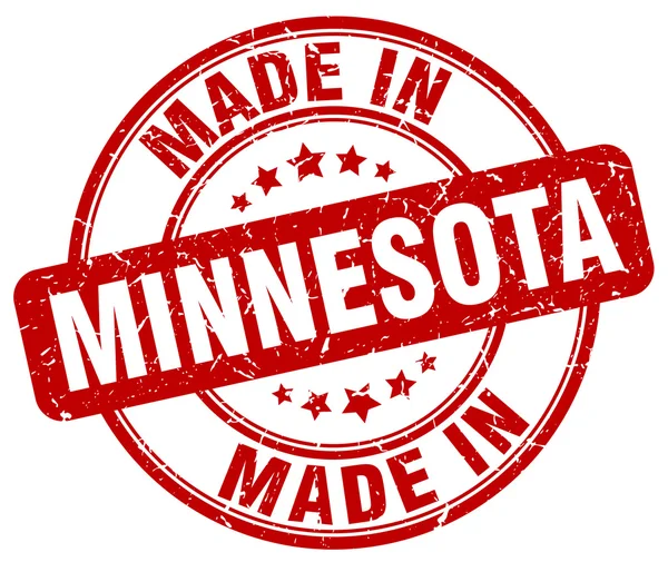 Hecho en Minnesota grunge rojo ronda sello — Vector de stock