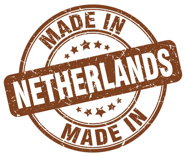 Made in Netherlands Brown Grunge Round Stempel — Stockvektor