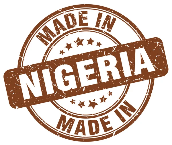 Maakte in Nigeria bruin grunge ronde stempel — Stockvector