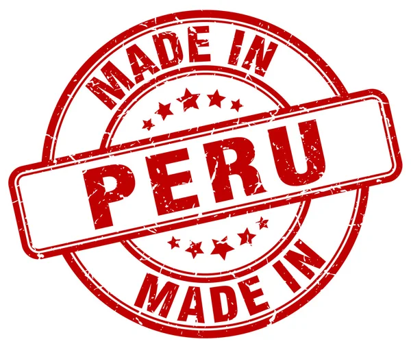 Maakte in Peru rode grunge ronde stempel — Stockvector
