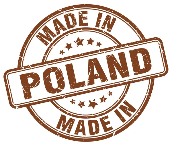 Vyrobené v Polsku hnědé grunge kulaté razítko — Stockový vektor