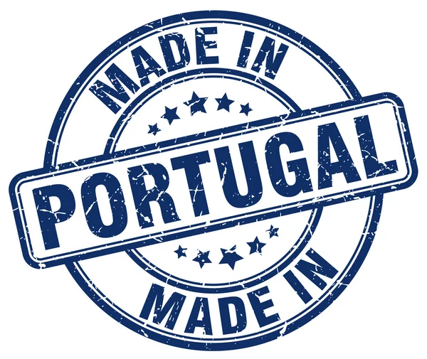 Tillverkad i Portugal blå grunge rund stämpel — Stock vektor