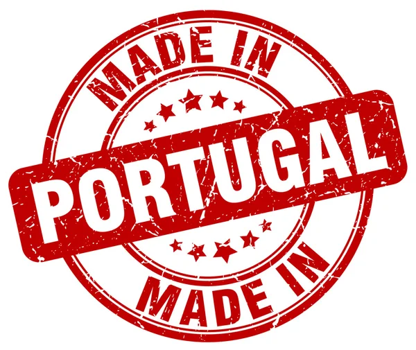在葡萄牙红 grunge 进行轮邮票 — 图库矢量图片