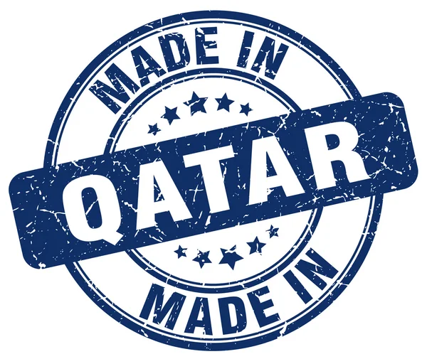 Hergestellt in qatar blue grunge round stamp — Stockvektor