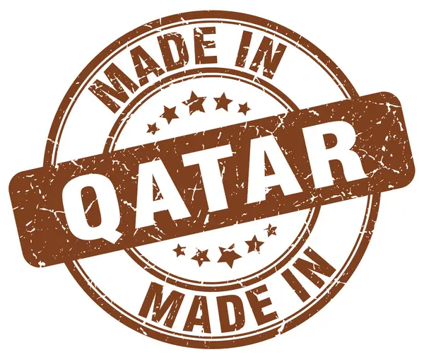 Katar kahverengi grunge yuvarlak yapılmış damga — Stok Vektör
