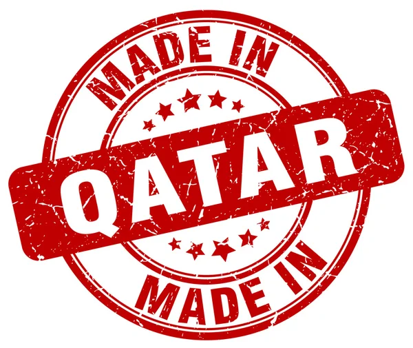 Maakte in Qatar rode grunge ronde stempel — Stockvector