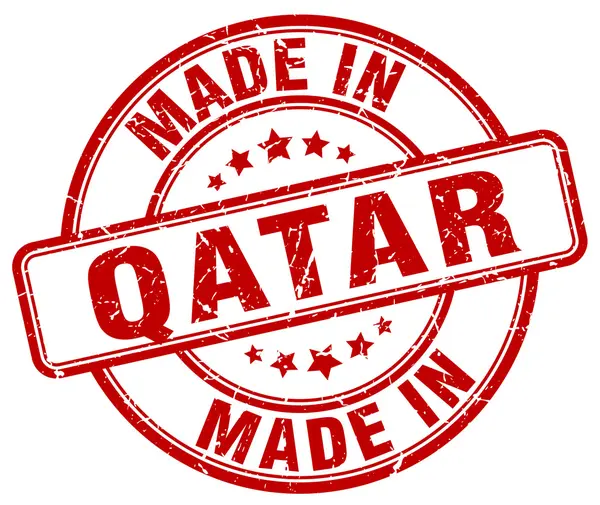 Katar kırmızı grunge yuvarlak yapılmış damga — Stok Vektör