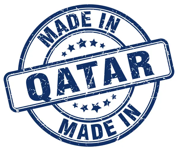 Hergestellt in qatar blue grunge round stamp — Stockvektor