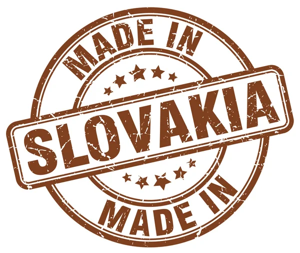 Maakte in Slowakije bruin grunge ronde stempel — Stockvector