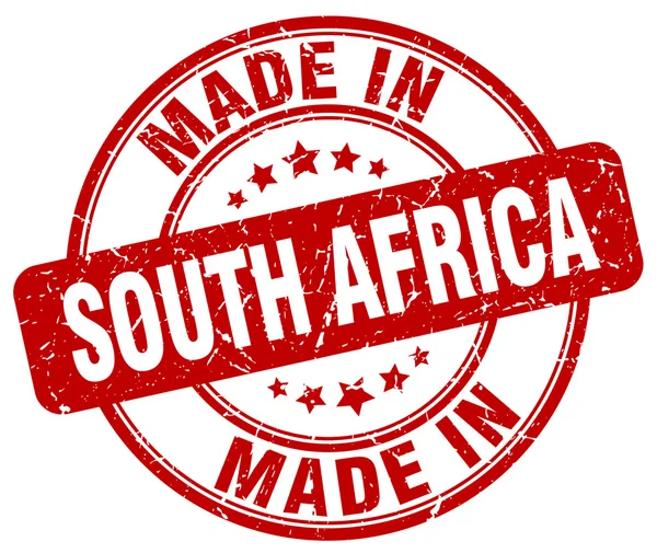 Made in South Africa francobollo rotondo grunge rosso — Vettoriale Stock
