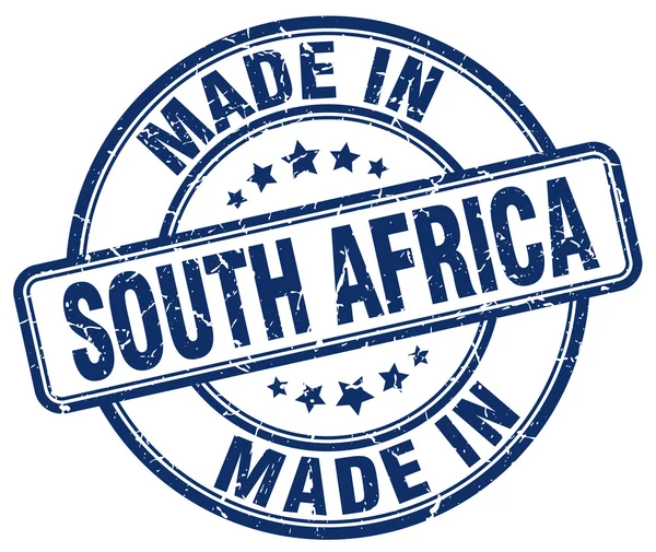 Gemaakt in Zuid-Afrika blauwe grunge ronde stempel — Stockvector