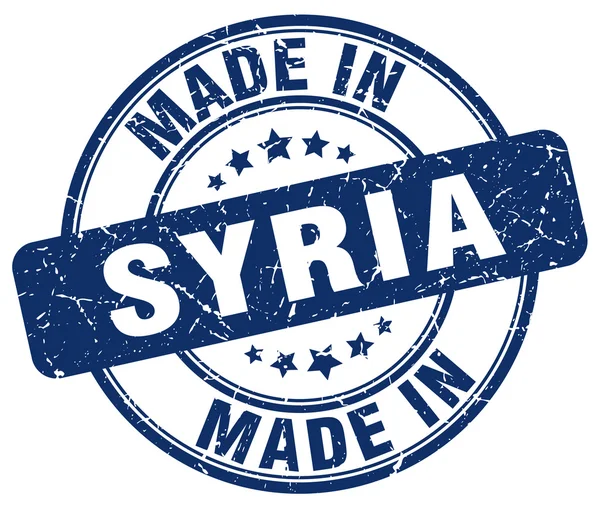 Maakte in Syrië blauw grunge ronde stempel — Stockvector