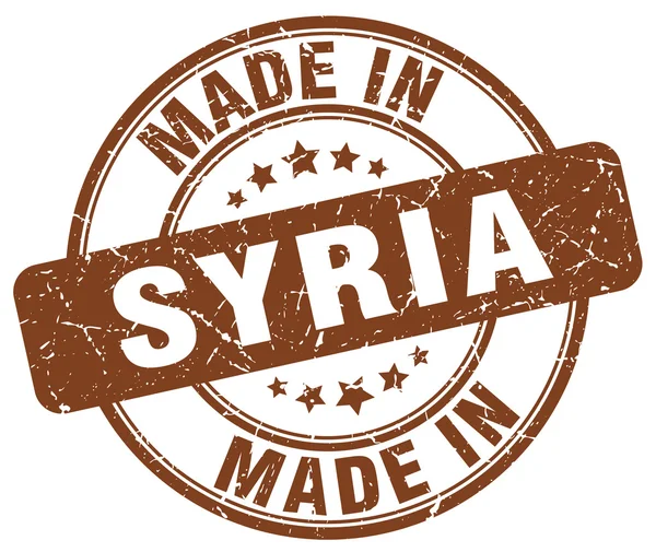 Maakte in Syrië bruin grunge ronde stempel — Stockvector