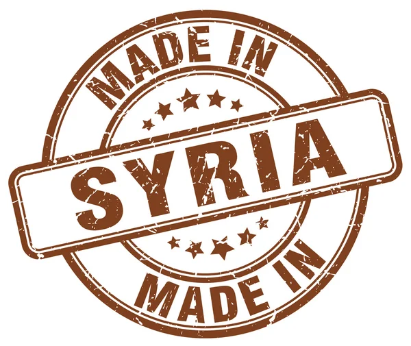 Made in syria brown grunge round stamp — Stockvektor