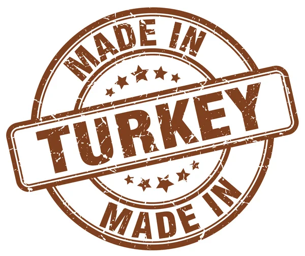 Maakte in Turkije bruin grunge ronde stempel — Stockvector