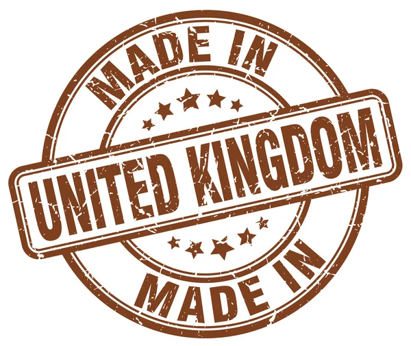 Made in United Kingdom brown grunge round stamp — Stock Vector
