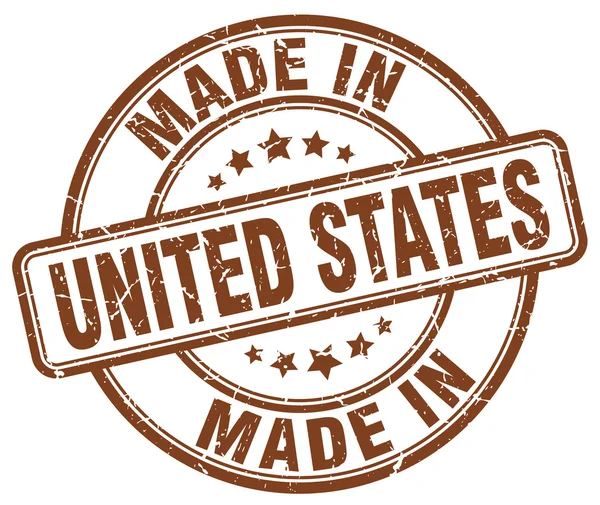 Made in United States Brown Grunge Round Stempel — Stockvektor