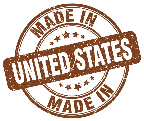 Fabriqué aux États-Unis timbre rond brun grunge — Image vectorielle