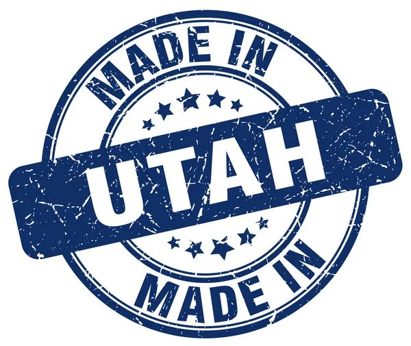 Hecho en Utah grunge azul redondo sello — Archivo Imágenes Vectoriales