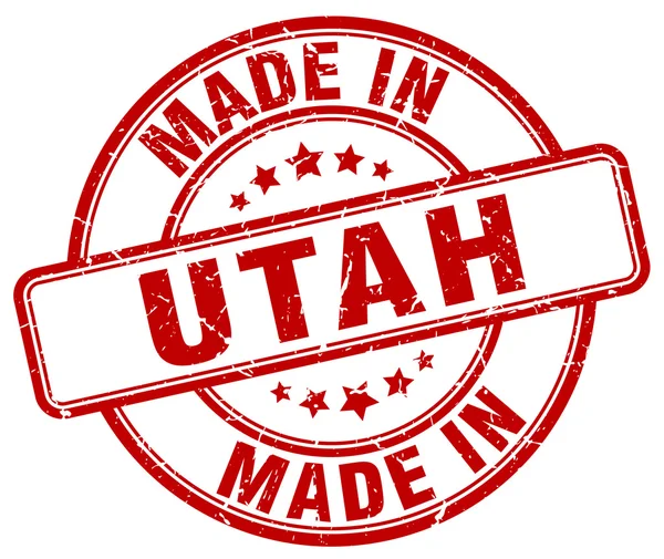 Vyrobené v Utahu červené grunge kulaté razítko — Stockový vektor