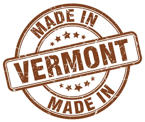 Made in Vermont brown grunge round stamp — Stock Vector