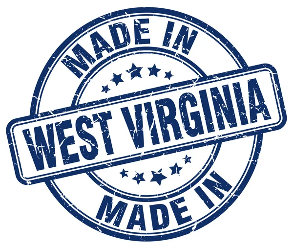 Hergestellt in West Virginia blaue Grunge Runde Stempel — Stockvektor