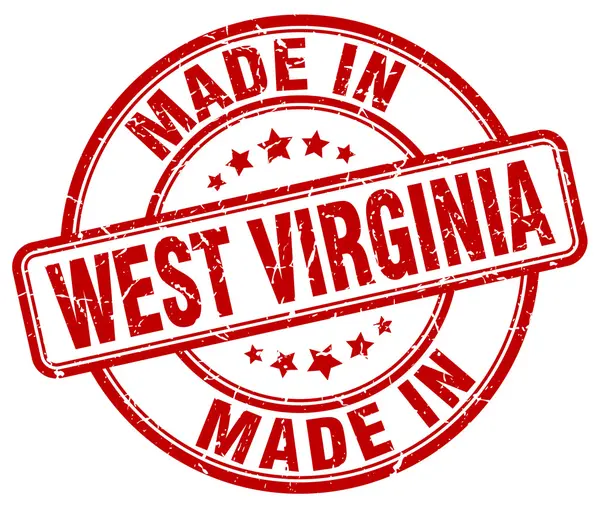 Made in West Virginia red grunge round stamp — Stock Vector