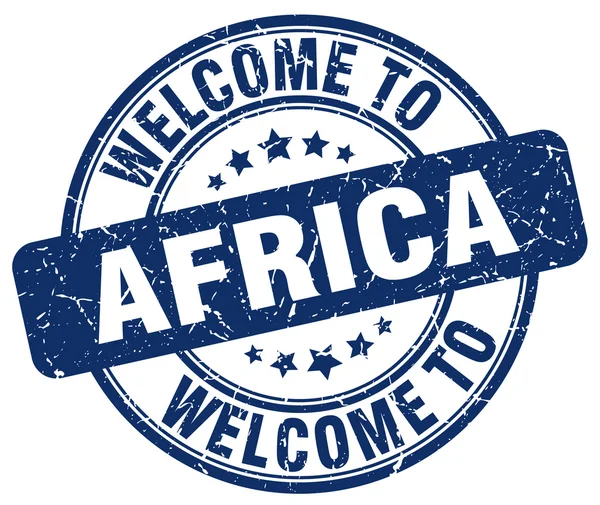 Benvenuto in Africa blu rotondo timbro vintage — Vettoriale Stock