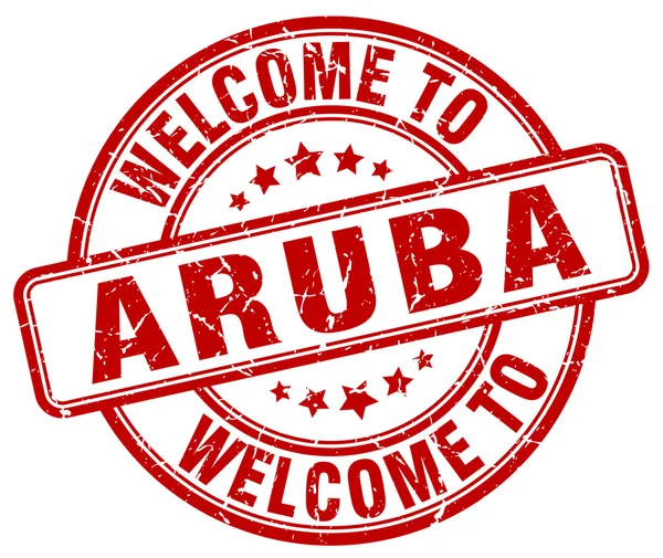 Bienvenue à Aruba rouge rond timbre vintage — Image vectorielle